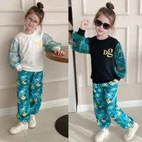 디자이너의 옷 유아 여자 세트 가을 긴 소매 편지 티셔츠 메쉬 스커트 아이의 옷 정장 아기 소녀 옷