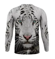Camisa masculina camisa 3d camisa de mangas compridas Lion Casual Casual Men Funny Tiger Tiger Punk Lobo Treno T-shir