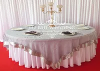 ￉l￩gance 90 pouces carr￩e carr￩e de la table d'organe afflux de blanc avec un style de motif de gloire en satin blanc en satin pour choix1387639