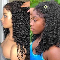 Kinky Curly Baby Hair Lace Frontal Wig 360 100女性用HD 13x4フロントウィッグプリプルックブラジル14インチ2023 NEW