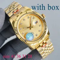 Mens Watch Automatyczne zegarki projektantów Złoty rozmiar 41 mm 36 mm 31 mm 28 mm 904L Pasek ze stali nierdzewnej Opcjonalnie szafirowe szklane wodoodporne noctilucente Orologio.