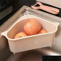 Utens￭lios de utens￭lios de utens￭lios de pia da cozinha cesto de drenagem do tri￢ngulo com copos de suc￧￣o pode ser pendurado em cestas de armazenamento de pele e vegetais ca dhqyz