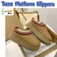 Fashion Women Platform Slipper Australia Tazz Slippers Diseñador Boot Boots Boots de invierno Classic Ladies Chestnut Fur Tobas de tobillo de gamuza con caja