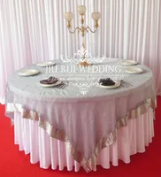 ￉l￩gance 90 pouces carr￩e carr￩e de la table d'orgue afflux￩ blanc avec un style de motif de gloire en satin blanc en satin pour choix 9858962