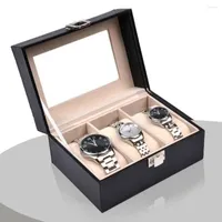 Watch Boxes 3 Slots Box Organizer Faux Leather Display Case Jewelry Wrist Storage