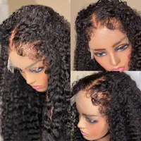 Kinky lockige Kanten Spitzenfront menschliches Haar Perücken Afro Deep Wave Curl transparent HD Frontal -Verschluss Perücke Perruque für schwarze Frauen
