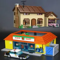 Bloques con mini figuras House de supermercados y Kwik E Mart Bloques de construcción Ladrillos Tienda de conveniencia Diy Juguete Compatible 71016 71006 T221028