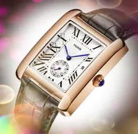 Panzerreihe M￤nner Frauen Square R￶mische Dial Watch Liebhaber Kleid Party Armband Quarz analog Uhr Business Schweiz Luxus echtes Lederg￼rtel Armbanduhr