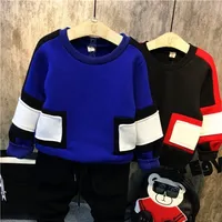 Kazak dfxd çocuk sweatshirts moda kış bebek erkek erkek uzun kollu dikiş kalın çocuk pamuklu kıyafetler 2 7 yıl 221101
