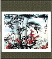 Chinese bamboe schilderij zijden stof klassiek decor hangende scroll art l100 x w 35cm 1 stcs 8700568
