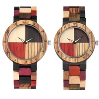 Orologi da polso miscelare orologio in legno colorato per coppie orologio in bracciale in bracciale pieghevole orologio naturale di chiusura 221031