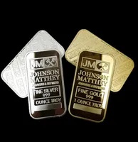 10 pcs Non Magnetic Amerian coin JM Johnson matthey 1 oz Pure 24K real Gold silver Plated Bullion Bar with different serial number7064535
