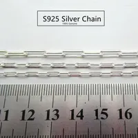 Kedjor ￤kta 925 Sterling Silver Necklace Long Square O Link 10/50/100cm f￶r smycken som g￶r DIY fynd tillbeh￶r