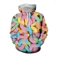Sweat ￠ capuche pour hommes Jumeast 3D Candies color￩es imprim￩es hommes Graphic Streetwear Fall Astom Ashentid SweetShirts Unisexe Sweet Kawaii V￪tements