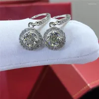 Dangle Earrings Silver 총 1 캐럿 우수한 컷 다이아몬드 테스트 통과 고품질 D 컬러 Moissanite Drop 925 웨딩 쥬얼리