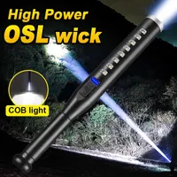 Facklor Super kraftfulla LED-ficklampa 18650 Uppladdningsbart självförsvar Flash Light Inbyggt batteri Hög Power Torch Baton Tactical Lamps T221101