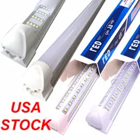 V-Shaped Integrate T8 LED Shop Lights Tube 2 4 5 6 8 Feet Fluorescent Lamp 144W 8Ft 4 Rows Light Tubes Cooler Door Lighting Adhesive Exterior for Wall Ceiling crestech168