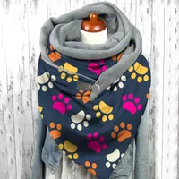 스카프 패션 겨울 스카프 여성 나비 나비 연주 뒤로보기 인쇄 스살릭 편안한 버튼 소프트 랩 캐주얼 따뜻한 숄