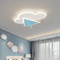 Barnrum tecknad flygplan tak ljus varm romantisk pojke och tjejrum modern minimalistisk kreativ moln sovrumslampor