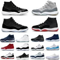 Chaussures de basket-ball Femme Sneakers Mens Trainers High Concord Cool Grey Barons Legend Blue Low Playoffs Bred Cherry 11s Space Jam Cap et robe 25e anniversaire 36-47