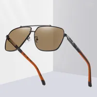 선글라스 브랜드 디자인 레트로 남성 분극 대형 프레임 안경 항공 구동 음영 UV400