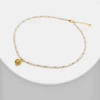 Łańcuchy amorita butik naturalny perłowy koraliki okrągły wisiorek długi naszyjnik moda biżuteria urok jwelry prezent