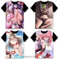 Erkekler tişörtleri genshin etkisi seksi sevimli kızlar tema 3d baskı anime cosplay rahat temel kısa kollu tişört kadın erkekler tee üstleri xmas hediye