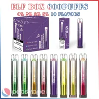 Elf Box Original E Cigarette 600 Puffs Einwegvape -Gerät Stiftkapsel Mesh Spule 450mAh Batterie 10 Geschmack erhältlich gegen Elux Legende 3500 Puffs Kristall Elfbox