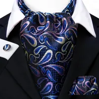 Bow Binds Hi-Tie Luxury Paisley Cravat für Männer Pocket Square Manschettenknöpfe und Ascot Schal Krawatte Mode Herren Freizeit-Set