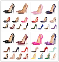 Kadınların yüksek topuklu lüks orijinal deri pompalar sivri uçlu kadın elbise ayakkabıları bayan düğün ayakkabıları seksi küçük topuk ofis ayakkabı 6 8 10 12cm artı 44