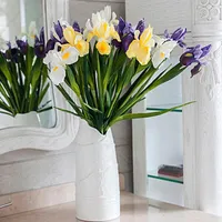 Dekoratif Çiçekler Düğünler İçin Yapay Süslemeler Gerçek Touch Iris Sahte Ev Dekorasyon Partisi Malzemeleri