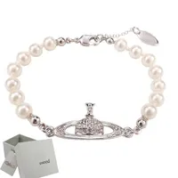 Saturnarmband mit Schachtel Perlen Perlen Strang Diamant Tennis Planet Armbänder Frau Gold Designer Schmuckmodiezubehör
