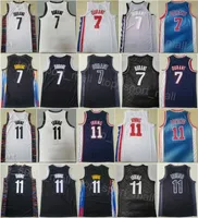 ステッチされたバスケットボールケビンデュラントジャージー7カイリーアーヴィング11シティマンスポーツファンのために獲得したユニフォームクラシックステートメントメンズブラックブルーグレーのチームカラーサイズS-XXL