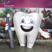 Reklama nadmuchiwany ząb balon 2M 3M olbrzymie białe zęba w kształcie kreskówki Maskot figurki z dentystycznym szczoteczką do zdarzenia345k