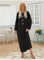 Ethnic Clothing 2022Eid Abaya Dubai Turkey Muslim Turban Dress Women's Tunic Robe Beaded Diamond Islamic Ramadan With Hat