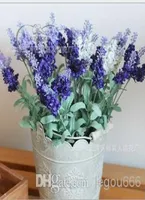 Whole 10PCS Lavender Bush Bouquet Simulation Silk Artificial flower Lilac Purple White Wedding Home2628236