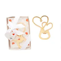 Zinc Alloy Bottle Opener Party Favor Gold Heart Shaped Opener Wedding Guests Gifts RRA480