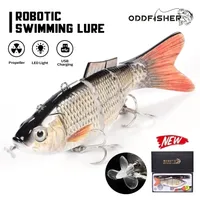 Baits Lures Robotic Fishing Lure Electric Wobbler For Pike Electronic Multi Jointed Bait 4 Segments Auto Swimming Swimbait USB LED Light 40g 221101