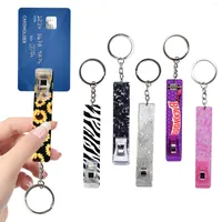 Keychains Card Grabber voor lange nagels schattig trekken van atm clip puller acryl sleutelhanger w