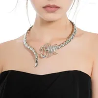 Anhänger Halskette Mode Skorpion Form Frauen Halskette Gold Silber Farbe Reptilien Strass Choker