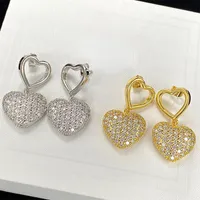 Mode Sweet Heart Designer elegantes Gestüt Ohrringe für Frauen 18K Gold Luxus Diamant Shining Crystal Marke Ohrringe Juwely