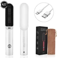 Hair Curlers Straighteners Portable Straight Comb USB Charging Beard Styling Wireless Electric Straightener Curling Iron Multi-function W221101