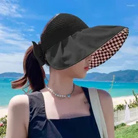 Wide Brim Hats Women C Logo Visors Hat Foldable Sun Large Summer Beach Straw Chapeau Femme UV Protection Cap