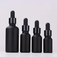 Frosted Black Glass Essential Oil Perfume bottles e Liquid Reagent Pipette Eye Dropper Aromatherapy Bottle 5ml-100ml216R