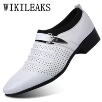 Dress shoes 2022 Summer Black Brown White Men Leather Shoes Mens Pointed Toe Dre
