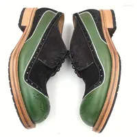 حذاء اللباس sipriks تصميم فريد من نوعه رجال خضراء الجلود الإيطالية المصنوعة يدويًا ويلت ويلت سميك سميك سائل ترحيل رسمي