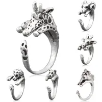 Bands anneaux girafe amp ch￨vre lion lion l￩opard forme ringa pour femmes midi doigt vintage r￩tro animal ring girls bijoux gouttes livrer smtkn