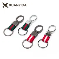 Mode Elastic Keyring Schlüsselbund mit Metallring und Stoff für universelle Autos Daily Keys organisieren Männer Geschenkfarbe Mix erlaubt