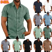 Męskie koszule plus size 4xl 5xl Summer Solid Short-Sleeved Men Shirt Casual Button Up Streetwear Trun-Down Kołnierze Mężczyzna