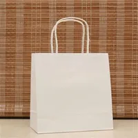 Whole- ship40pc18x15x8cm Elegant White Paper gift bag pencil bag Kraft gift bags with handle Excellent Quality Whole2691